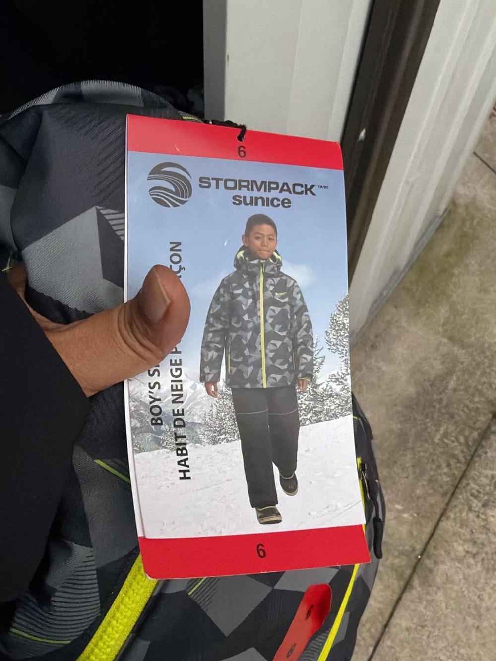 Stormpack Boys' Snow Jacket - Gray Camo with Lime Accents